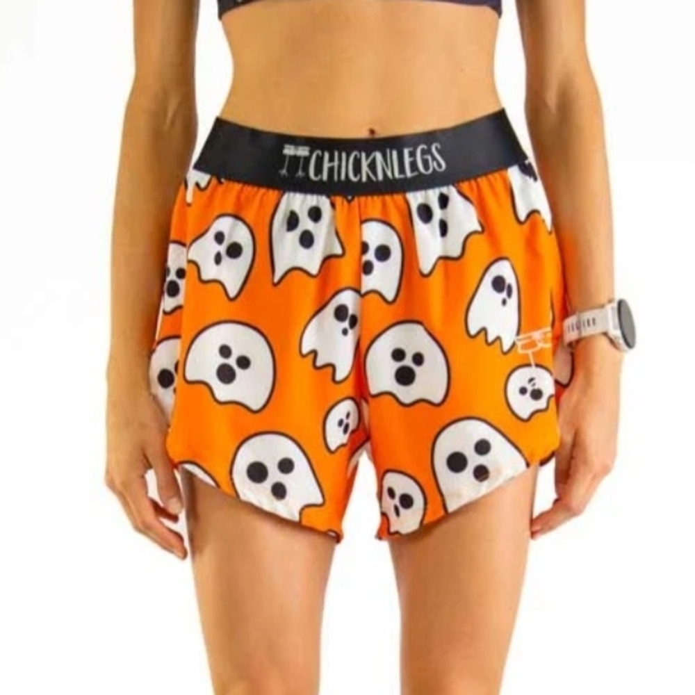 ChicknLegs Women's Spooky Orange Athletic Shorts Size Small NWOT